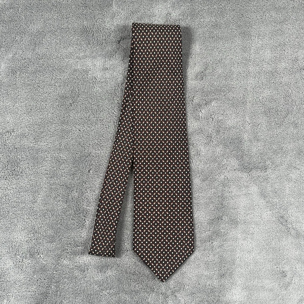 Brooks Brothers Makers Black Burgundy White Geometric Silk‎ Tie Made in USA - Picture 2 of 5